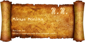 Mánya Mónika névjegykártya